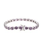 925 Sterling Silver Purple CZ Tennis Bracelet - Image 3