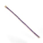 925 Sterling Silver Purple Heart CZ Tennis Bracelet - Image 2