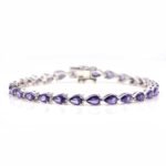 925 Sterling Silver Purple Pear CZ Tennis Bracelet