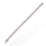 925 Sterling Silver Pink CZ Halo Tennis Bracelet - Image 3