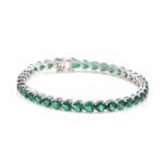 925 Sterling Silver Green Heart CZ Tennis Bracelet - Image 3