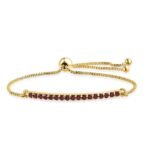 925 Sterling Silver Red CZ Adjustable Bracelet