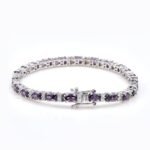 925 Sterling Silver Purple CZ Halo Tennis Bracelet