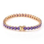 925 Sterling Silver Purple Heart CZ Tennis Bracelet - Image 3