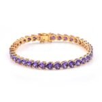 925 Sterling Silver Purple Heart CZ Tennis Bracelet