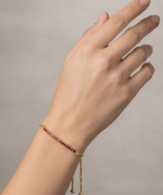 925 Sterling Silver Red CZ Adjustable Bracelet - Image 2